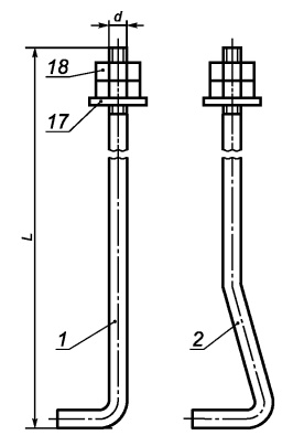 Болты фундаментные ГОСТ 24379.1-80 изогнутые